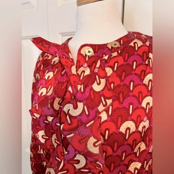 Tory Burch Silk Ruffle Front Blouse Size 2 - Picture 7 of 9